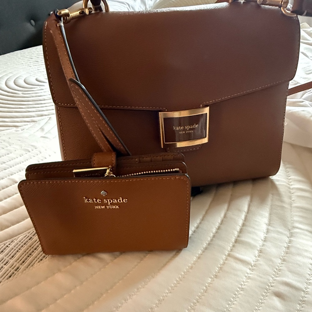 Kate Spade Brown Shoulder Bag with Gold-Tone Hardware